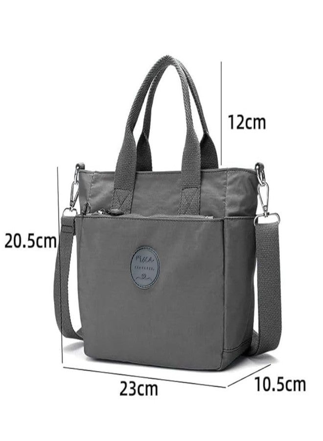 موكا حقيبة كتف نسائية من النايلون المقاوم للماء من MOCA - حقيبة كتف خفيفة الوزن ومتينة وأنيقة للمراهقات والنساء، مناسبة للعمل والسفر والاستخدام اليومي (رمادي فاتح) - Image 2